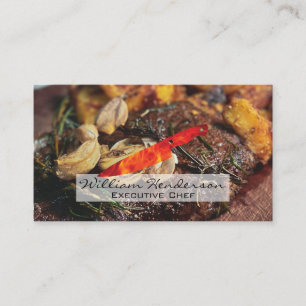 Steak and Mushrooms   Fire Knife Logo Business Card