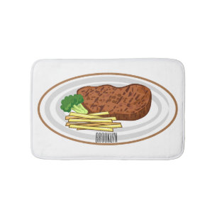 Steak cartoon illustration bath mat