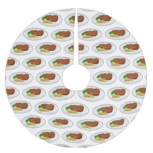Steak cartoon illustration brushed polyester tree skirt