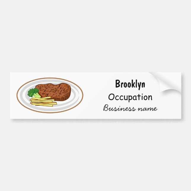 Steak cartoon illustration bumper sticker (Front)