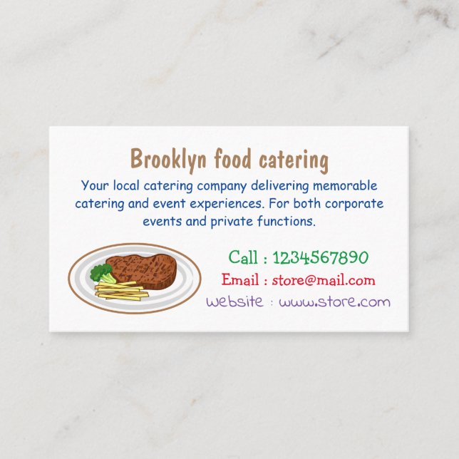 Steak cartoon illustration business card (Front)