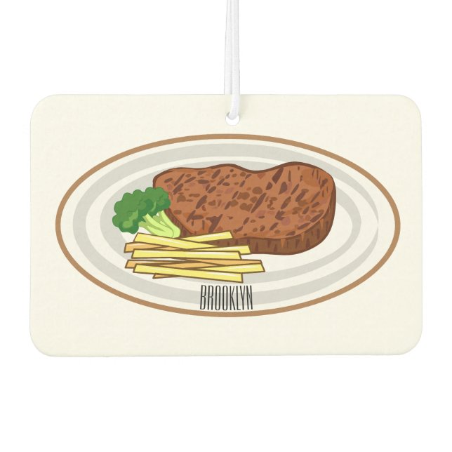 Steak cartoon illustration car air freshener (Front)