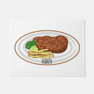 Steak cartoon illustration doormat