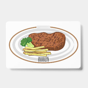 Steak cartoon illustration ID badge