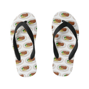 Steak cartoon illustration kid's flip flops