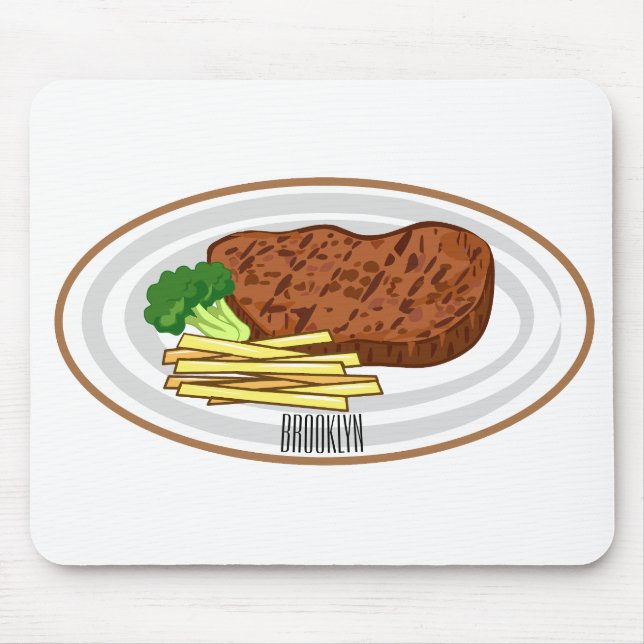 Steak cartoon illustration mouse mat (Front)