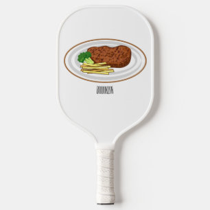 Steak cartoon illustration pickleball paddle