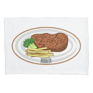 Steak cartoon illustration pillowcase
