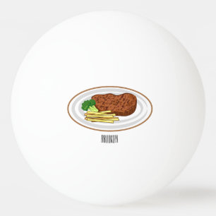Steak cartoon illustration ping pong ball