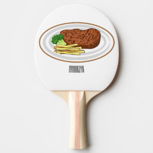 Steak cartoon illustration ping pong paddle