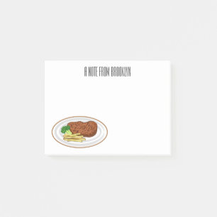 Steak cartoon illustration post-it notes