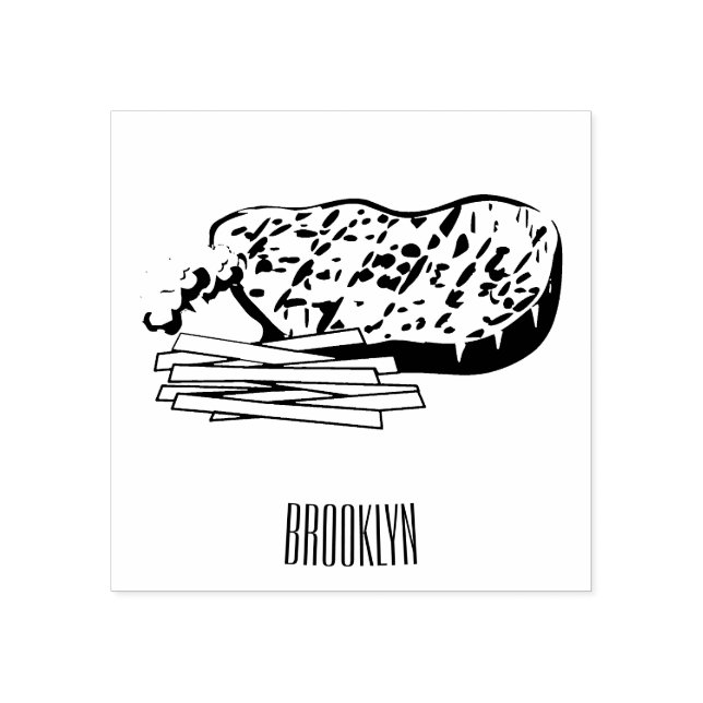 Steak cartoon illustration rubber stamp (Imprint)