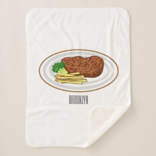 Steak cartoon illustration sherpa blanket