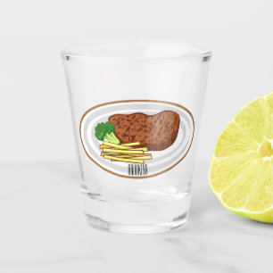 Steak cartoon illustration shot glass