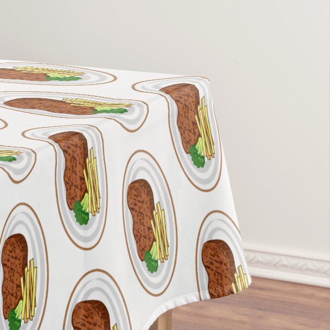 Steak cartoon illustration tablecloth (In Situ)