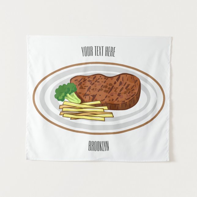 Steak cartoon illustration tapestry (Front (Horizontal))