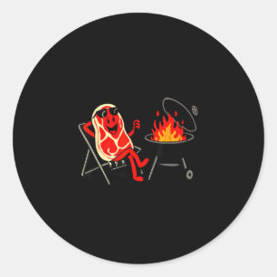 Steak dive funny cookout steak bbq grilling classic round sticker