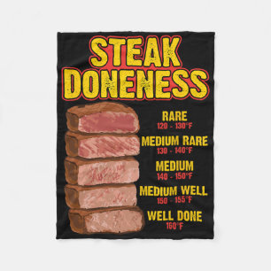 Steak Doneness Chart Table Guide Bbq Meat Chef Pit Fleece Blanket