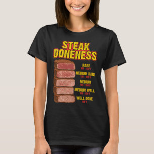 Steak Doneness Chart Table Guide Bbq Meat Chef Pit T-Shirt
