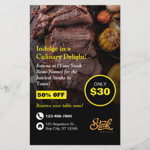 Steak House, Steak Resto, Restaurant Flyer
