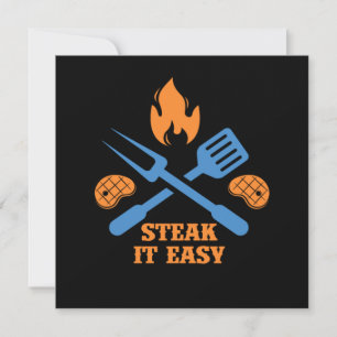 Steak It Easy BBQ Barbecue Grill Grilling Chef Gif Invitation