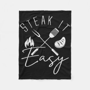 Steak It Easy Funny Bbq Grilling Fathers Day Memor Fleece Blanket