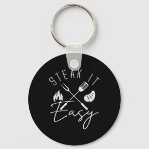Steak It Easy Funny Bbq Grilling Fathers Day Memor Key Ring