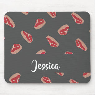 Steak meat pattern on grey mouse mat