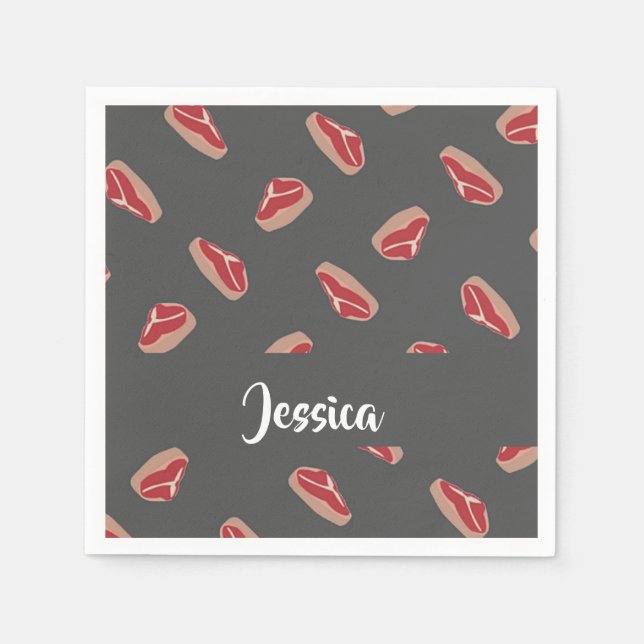 Steak meat pattern on grey napkin (Front)