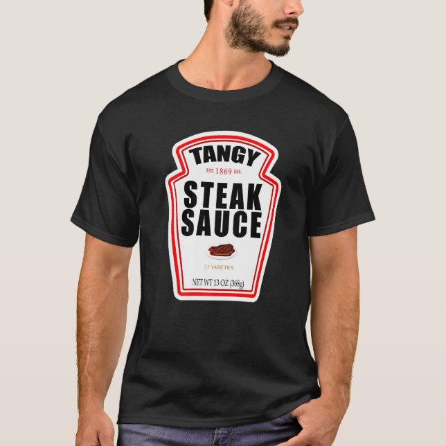 Steak Sauce Bottle Label  Halloween Costume Outfit T-Shirt (Front)