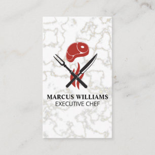 Steak Service Cutlery Chef Marble Business Card