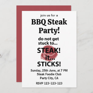 Steak Sticks Funny Steak BBQ Party Invitation
