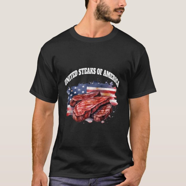 Steak United Steaks Of America Funny Patriot Bbq U T-Shirt (Front)