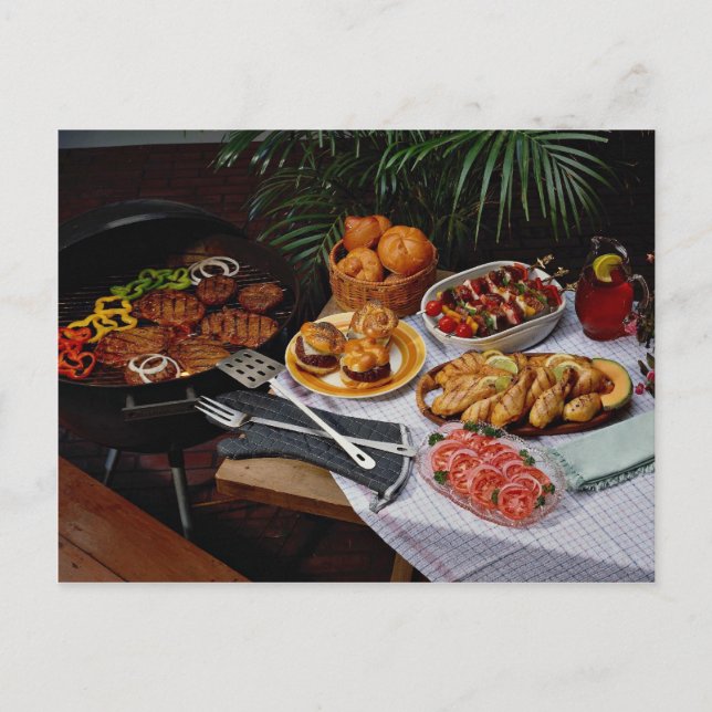Steaks, burgers, chicken postcard (Front)
