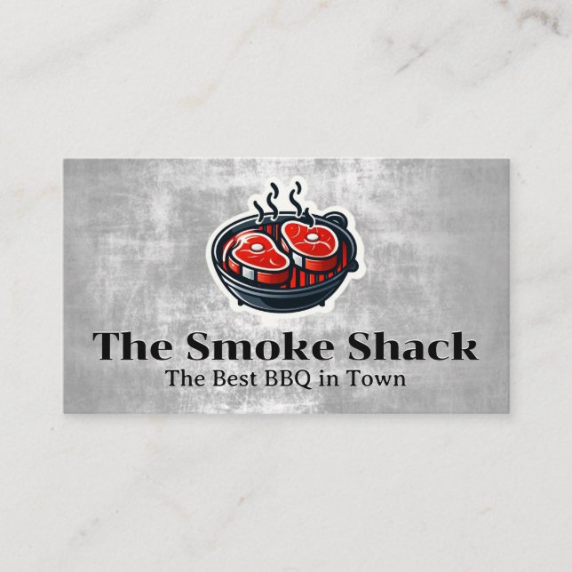 Steaks Cooking on Open Grill Business Card (Front)