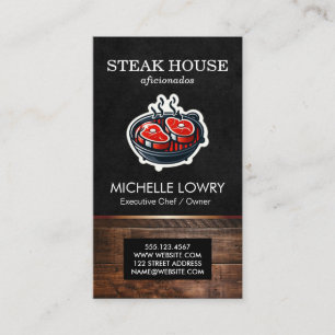 Steaks on Barbecue Pit Business Card