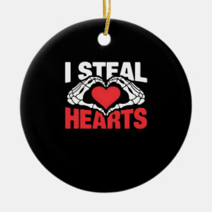 Steal Hearts Funny Valentine Skeleton Hands Style Ceramic Tree Decoration