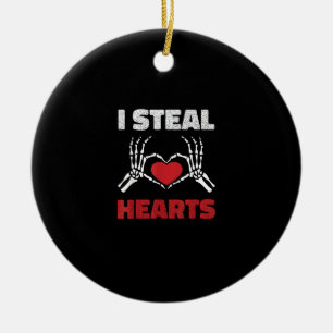 Steal Hearts Valentines Day Funny Skeleton Hand Ceramic Tree Decoration