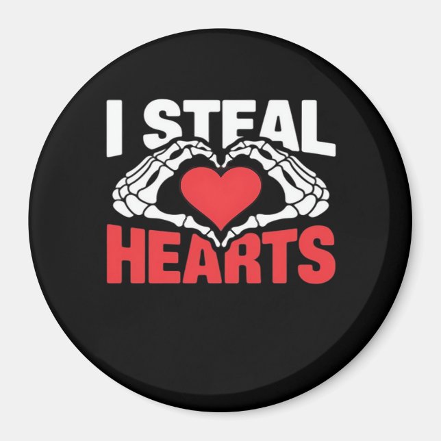 Steal Hearts Valentines Day Funny Skeleton Hand Cl Magnet (Front)