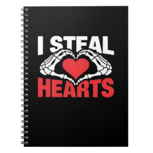 Steal Hearts Valentines Day Funny Skeleton Hand Cl Notebook