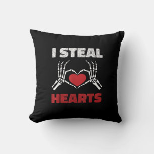 Steal Hearts Valentines Day Funny Skeleton Hand Cushion