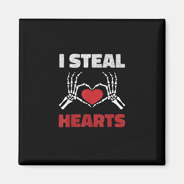 Steal Hearts Valentines Day Funny Skeleton Hand Magnet (Front)