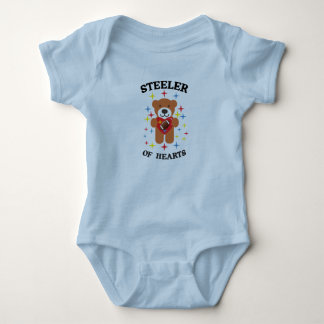 Stealer of Hearts Teddy Bear Football Baby Bodysuit