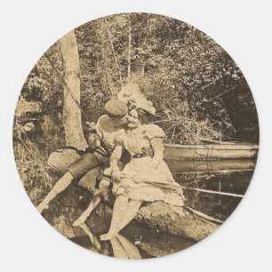 Stealing a Kiss Classic Round Sticker