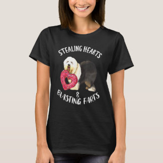 Stealing Heart Blasting Fart Old English Sheepdog T-Shirt