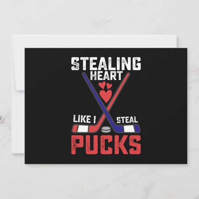 Stealing Heart Like I Steal Pucks Hockey Valentine Invitation (Front)