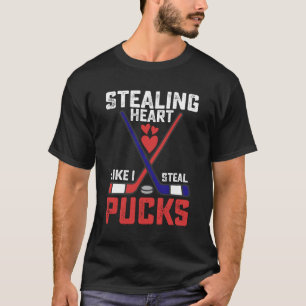 Stealing Heart Like I Steal Pucks Hockey Valentine T-Shirt