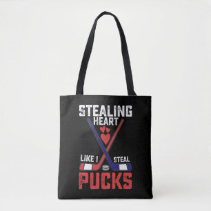 Stealing Heart Like I Steal Pucks Hockey Valentine Tote Bag