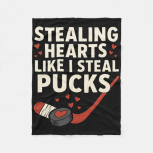 Stealing Heart Like I Steal Pucks Valentines Day H Fleece Blanket