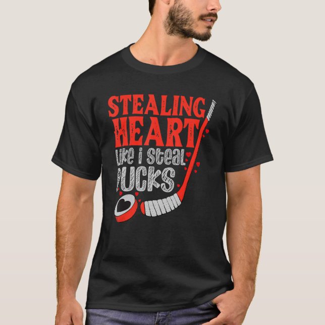 Stealing Heart Like I Steal Pucks Valentines Day H T-Shirt (Front)